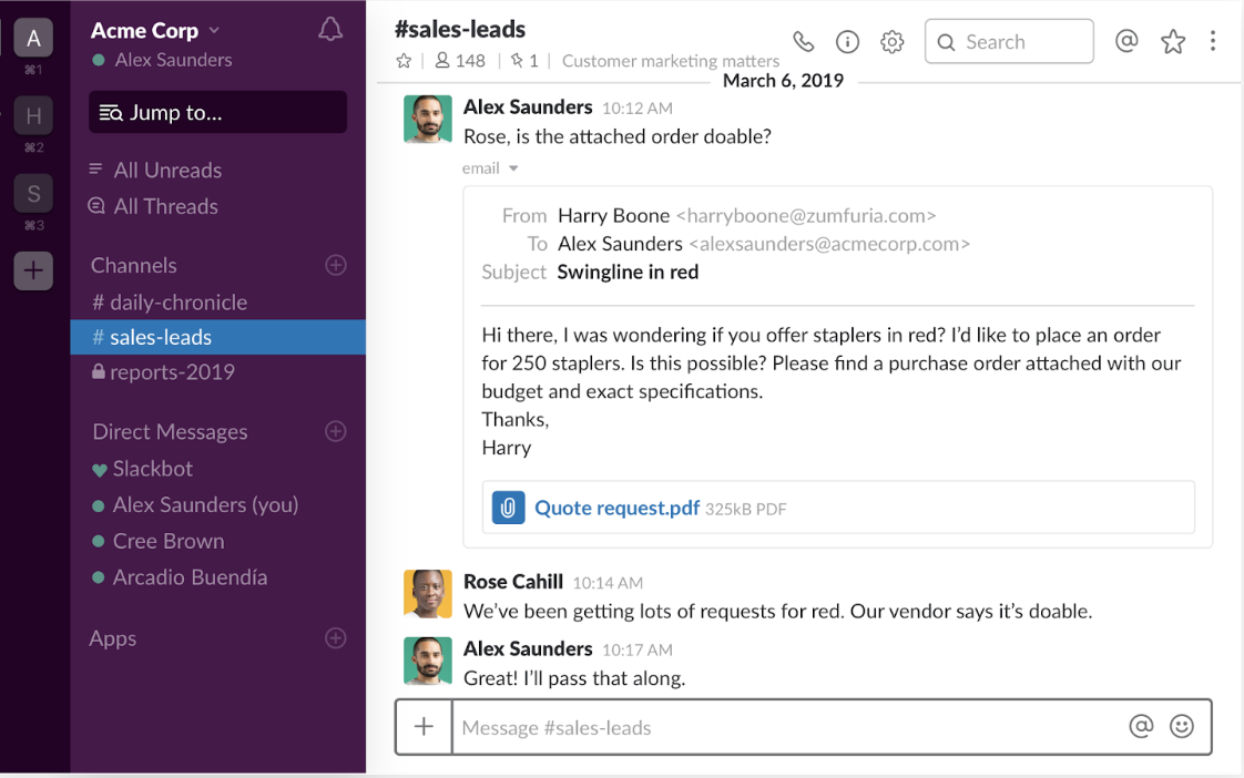 Send emails to Slack